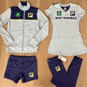 FILA BNP Paribas Open 2025 Ball Person Uniform Dress Shorts Leggings Jacket XS S